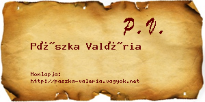 Pászka Valéria névjegykártya